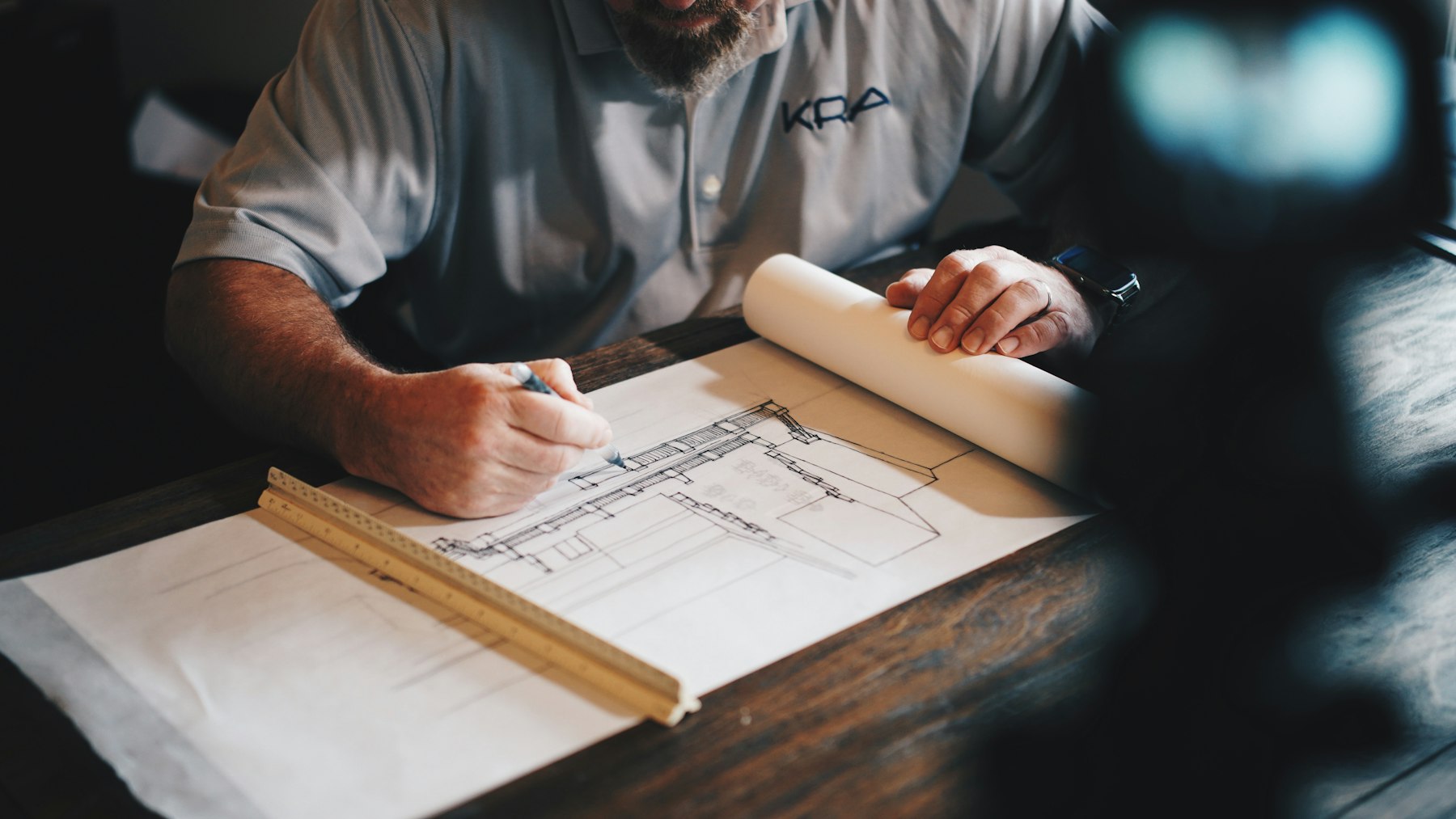 Contractor reviewing plans